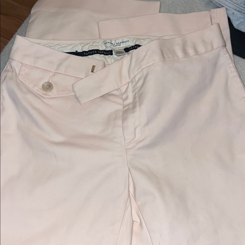 Light Pink pants straight with design hem down the sides